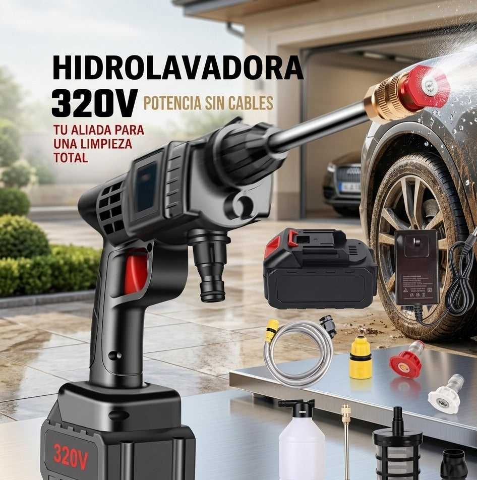 🚿 Hidrolavadora Inalámbrica de Alta Presión + 2 Baterías Recargables