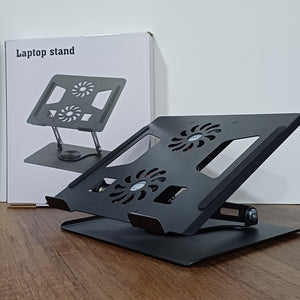 Combo 2 en 1: Cooler Doble para Laptop + Soporte Metálico Plegable para Celular